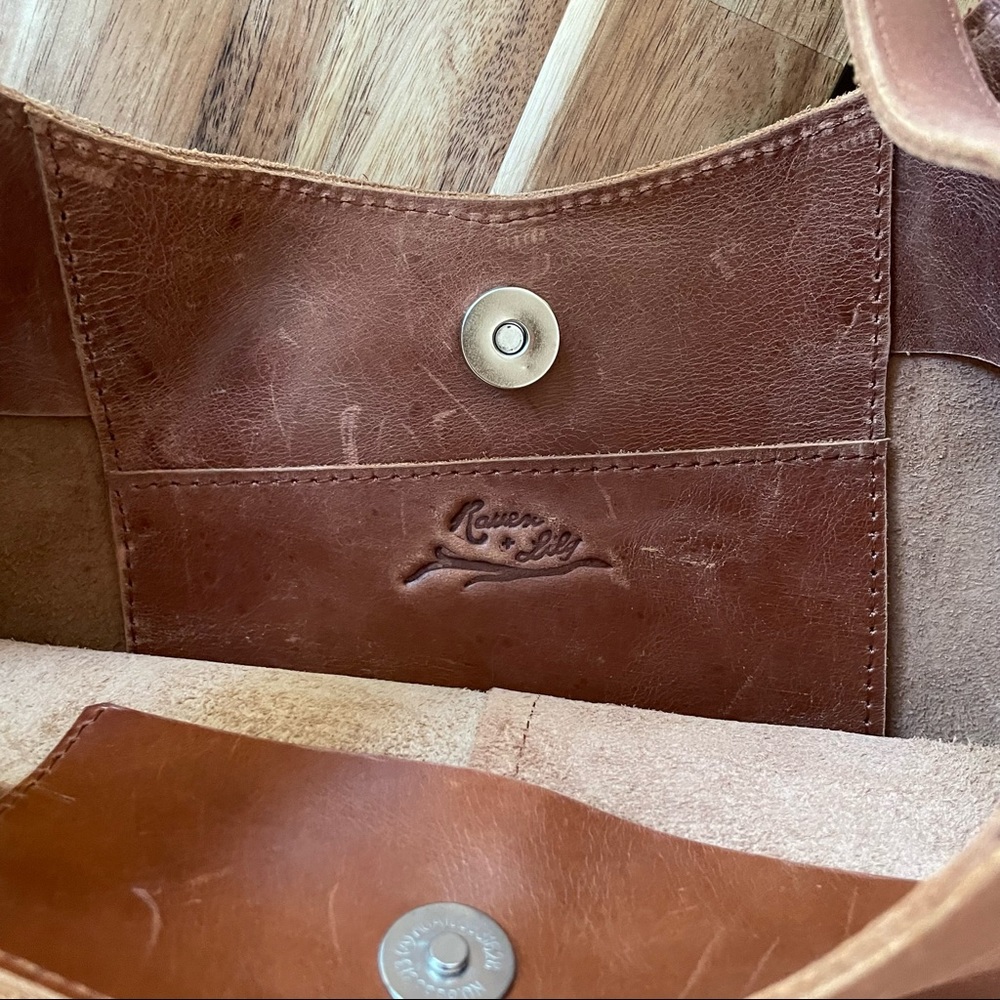 Raven + Lily Chestnut Brown Leather Shoulder Tote - Picture 2 of 10